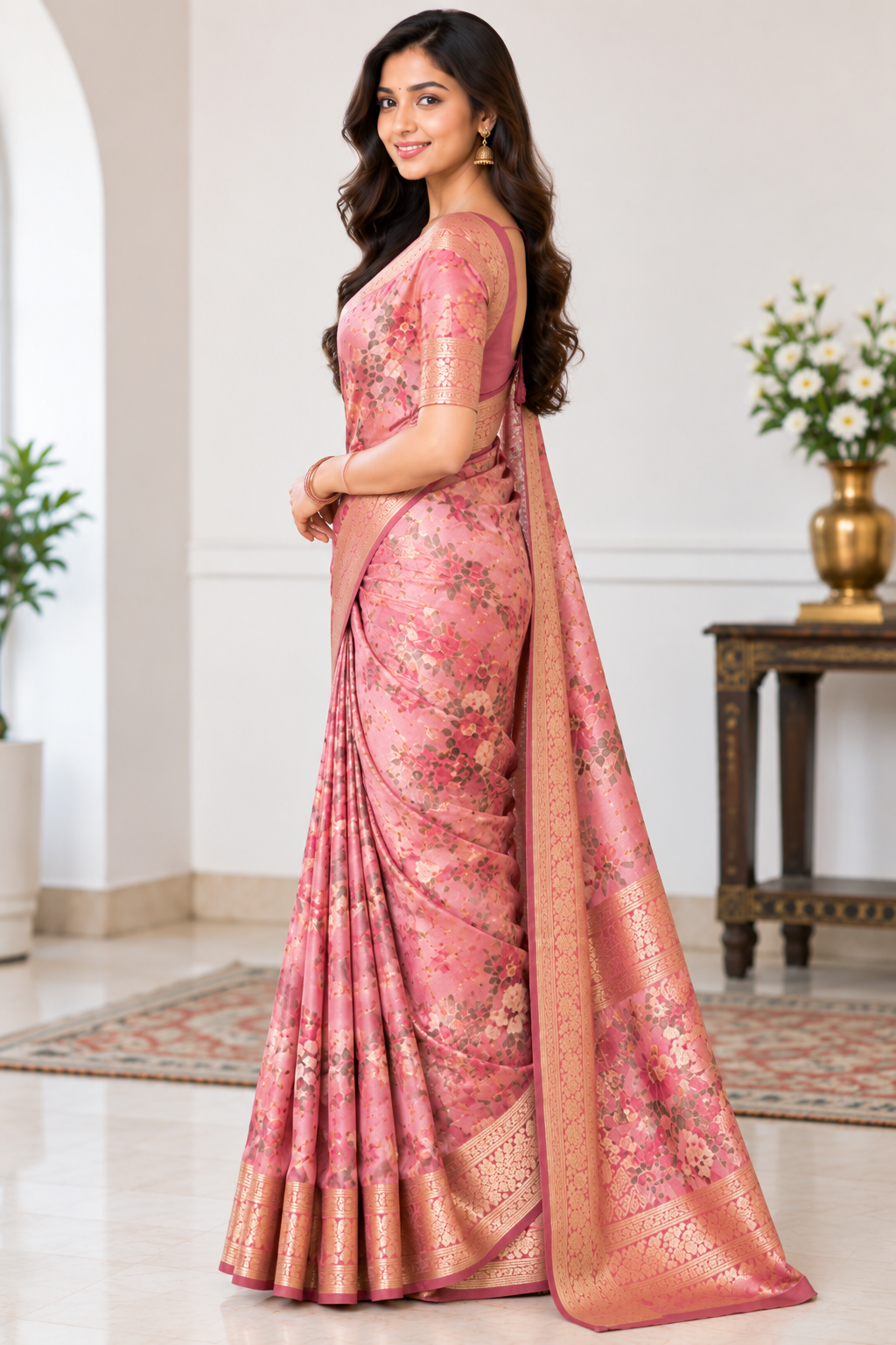 Elegant Pink Saree Portrait