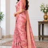 Elegant Woman in Pink Floral Saree