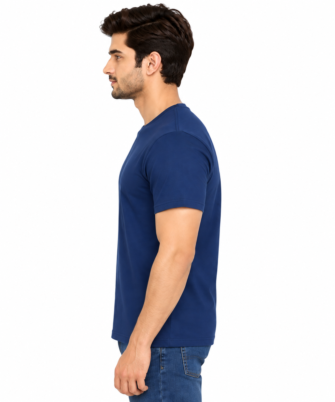 Navy T-Shirt Profile Studio Portrait