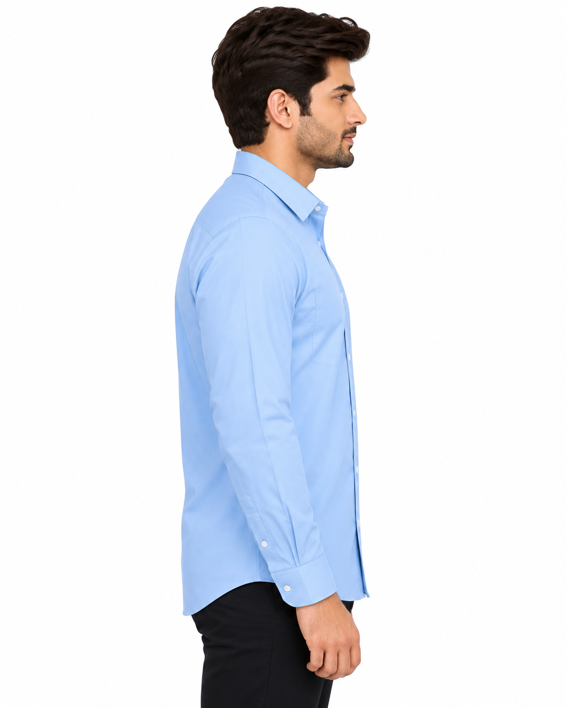 Sky Blue Shirt Side Profile Model
